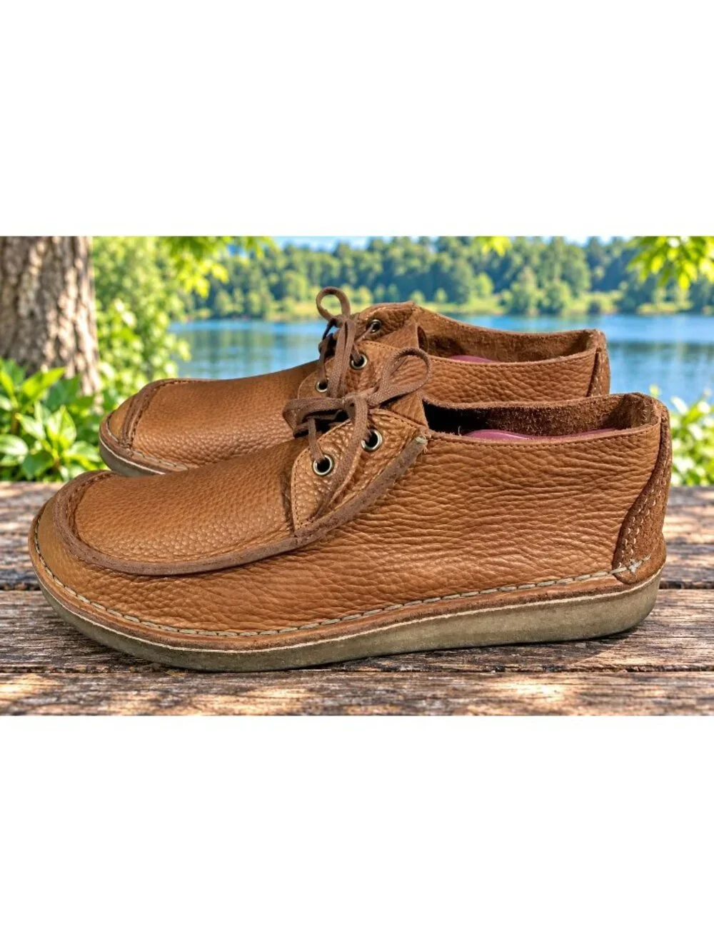 Clarks Originals Tan Pebbled Leather Seam Trek Rambler Crepe Sole Shoes Men's 11